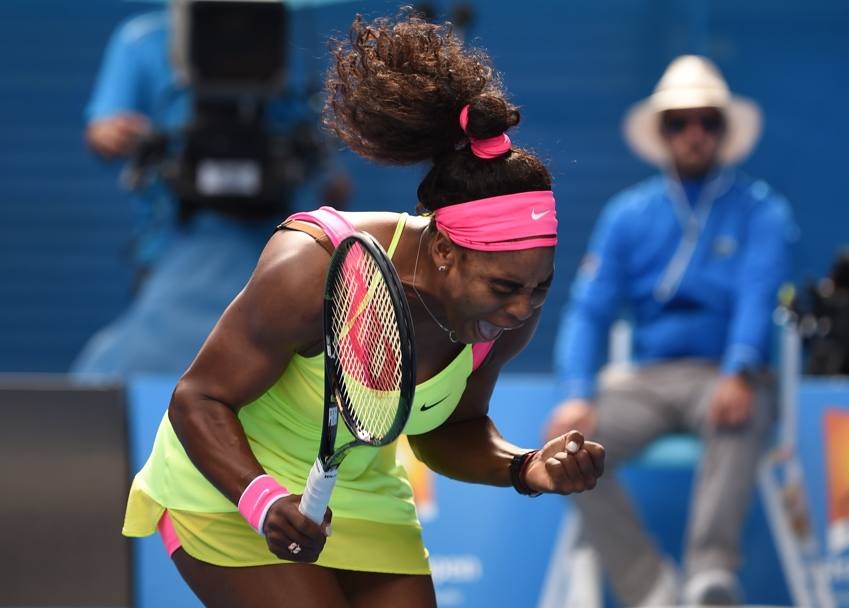 L’esultanza di Serena che sfider Maria Sharapova per la conquista del 19 titolo Slam in carriera, mettendosi in scia della primatista Steffi Graf a quota 22 (Afp)